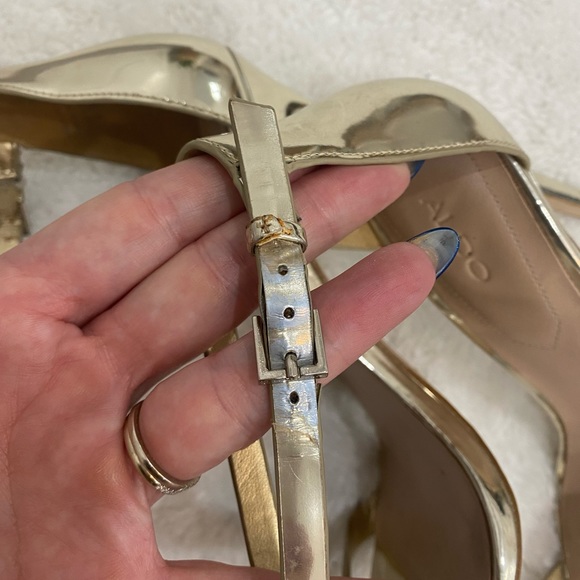 Gold Metallic Strappy Heels - Picture 4 of 6